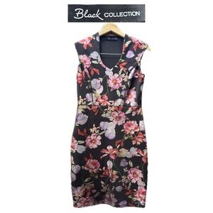 Black Collection Metallic Floral Print Women's Dress Sleeveless Size Small